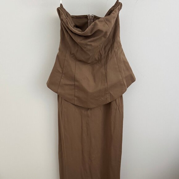 Fashion Nova Brown Meredith Strapless Maxi Dress - Picture 1 of 6